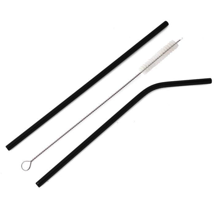 EcoFreaky Black Stainless Steel Straws with Cleaning Brush | Reusable straw