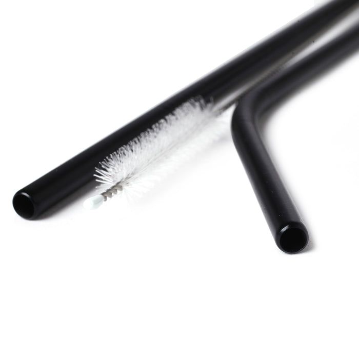 EcoFreaky Black Stainless Steel Straws with Cleaning Brush | Reusable straw