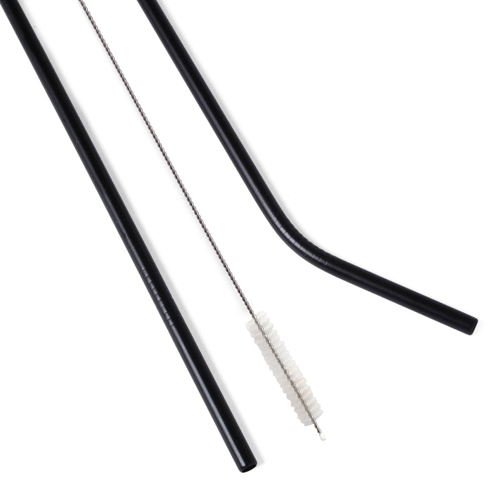EcoFreaky Black Stainless Steel Straws with Cleaning Brush | Reusable straw
